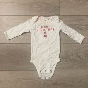 White and Red 'My First Christmas' Baby Onesie